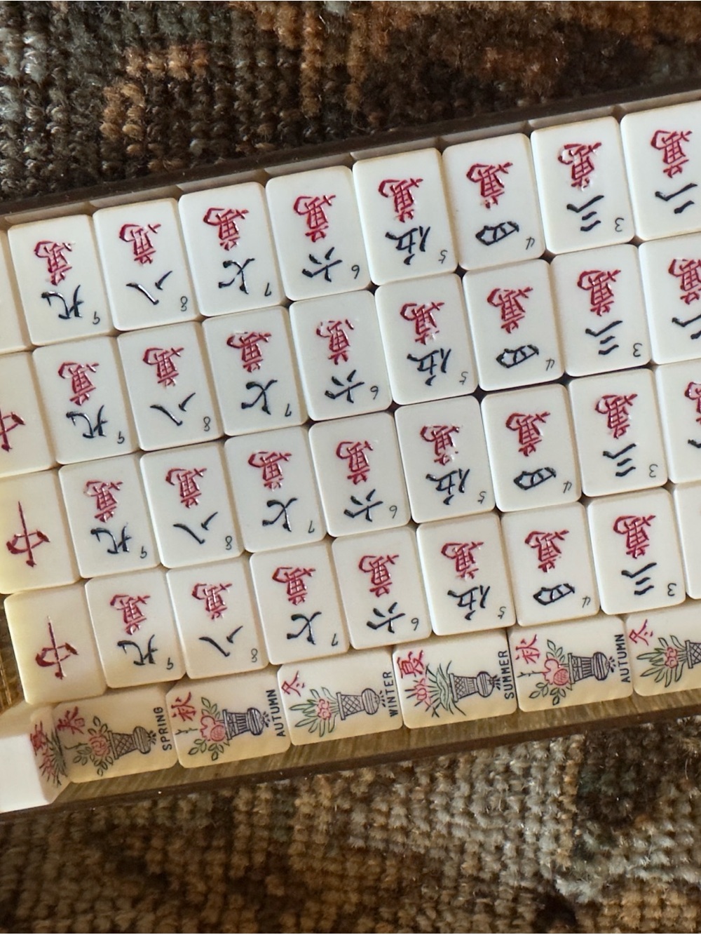 Vintage Bamboo Mahjong Tile Set - Compact Home Games - Picture 2 of 8